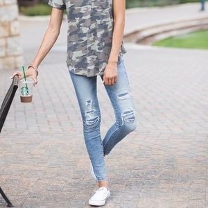 Grace & Lace Patched Distressed Jegging